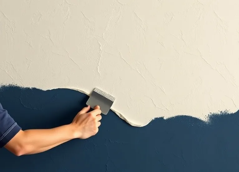 Application d'un enduit décoratif à la lisseuse sur un mur